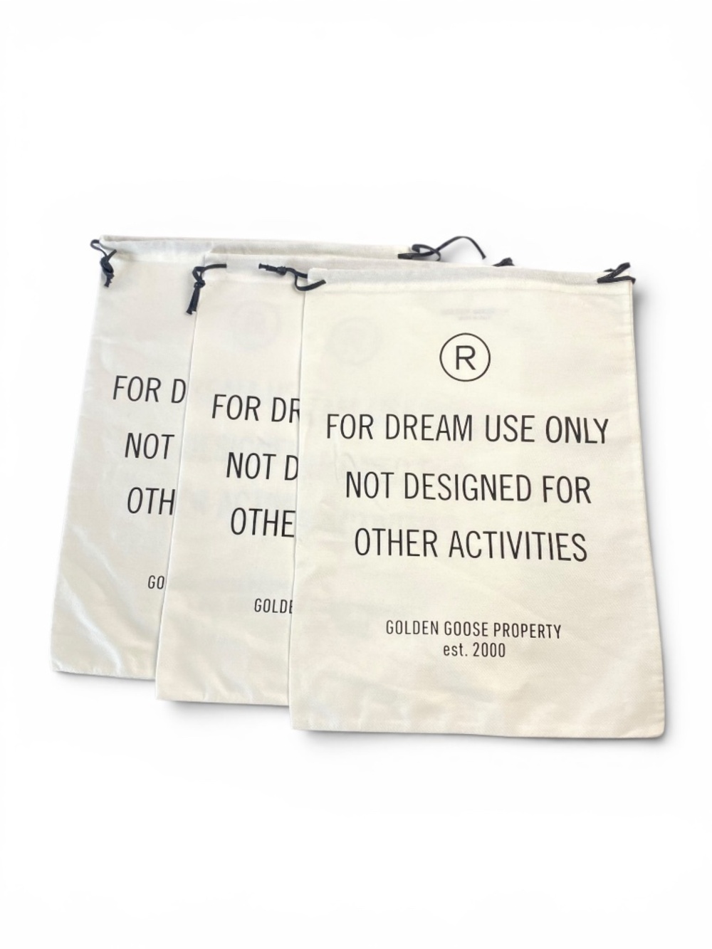 Golden Goose Property Dream Drawstring Canvas Dust bags set of 3